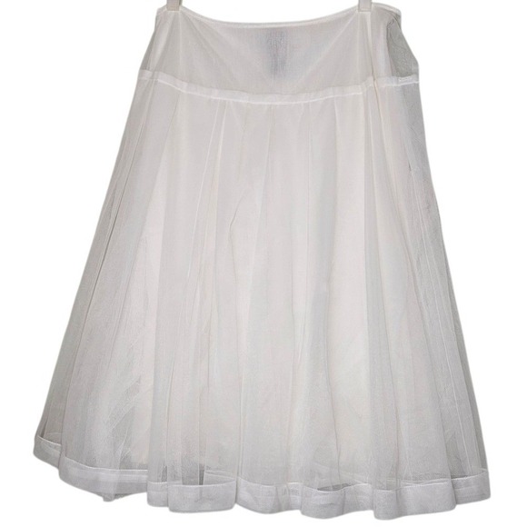 Lilith White Tulle Skirt L Midi Tie Zip Waist A Line Layered Party Wedding Guest - Picture 2 of 16